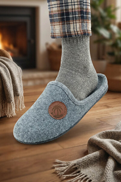 GEZER Men's Winter Felt Removable Insole Comfortable Home Garden Gondola Slippers
