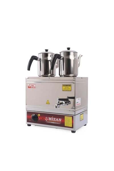 Mizan Çift Demlikli Elektrikli Pleytsiz 20 Lt. Çay Kazanı-2 Adet Çelik Demlik Hediye-mc216 Çay Ocağı