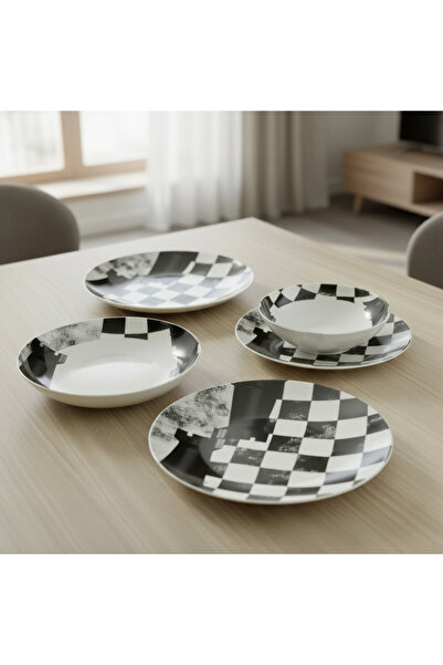 Güral Porselen Camelıa Tek Kişilik 4 Parça Sıngle Yemek Takımı Seti Satranç Kale