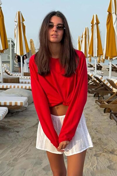 Madmext Orange Basic Damen-Sweatshirt mit Rundhalsausschnitt MG1676