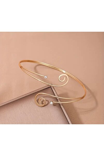 STEELVA Gold 14K Altın Kaplama Taş Detaylı Üst Kol (Pazu) Bilekliği