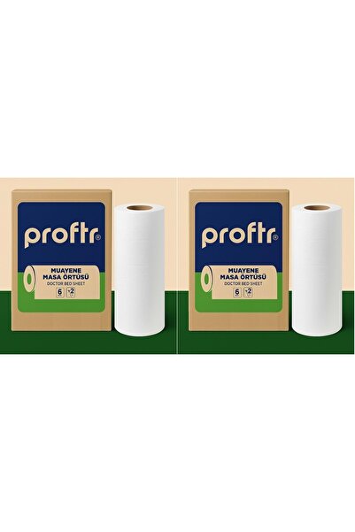 PROFTR غطاء طاولة فحص المرضى ذو طبقتين 50*25 سم 50 متر (مجموعة من قطعتين)