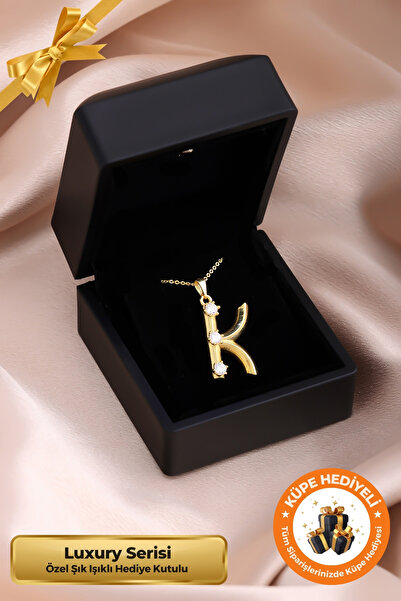 Lucente Jewellery Işıklı Hediye Kutulu K Harfi 925 Ayar Gümüş Kaplama Harf Se...