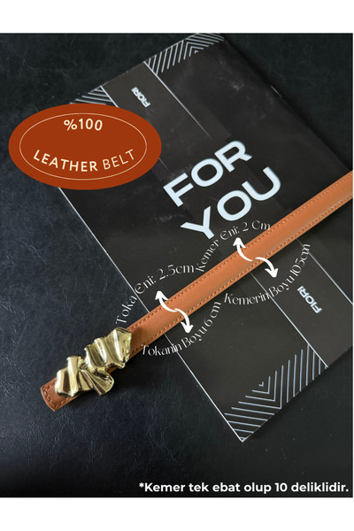 Fiori حزام نسائي بتصميم من الجلد الطبيعي المقوس، حزام للسترة، حزام للقميص، حز...