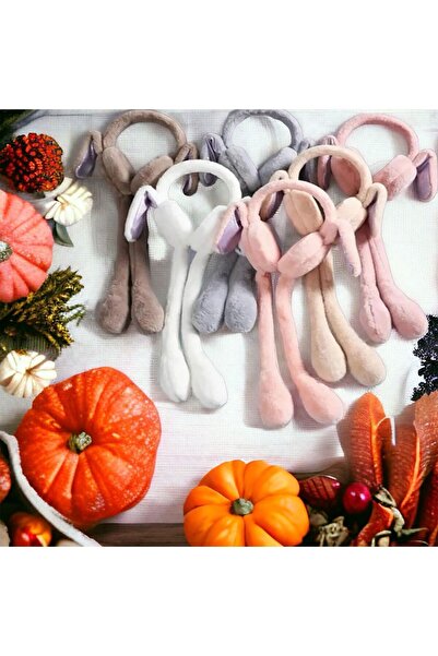 VOSVOS BUTİK غطاء أذن أرنب واقي لتدفئة الأذن للأطفال من القطيفة مع آذان متحركة (صوت)