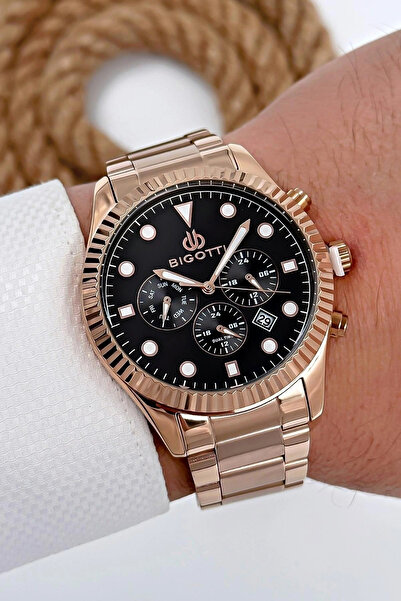 Bigotti Erkek Kol Saati Tüm Fonksiyonlar Aktif Rose Gold Sdb001