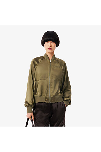 Lacoste Oversized Embroidered Signature Satin Bomber Jacket - CF5318-00-E9F