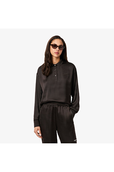 Lacoste قميص بولو ساتان قصة فضفاضة بأكمام طويلة - CF5442-00-SKB