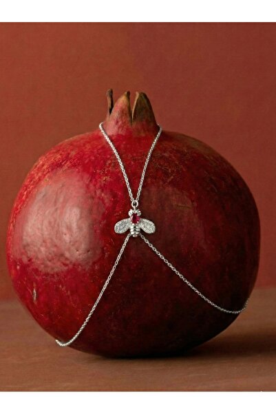 Silveria Jewels 925 Ayar Gümüş Arı Modeli Ruby & Zirkon Taşlı Şahmeran