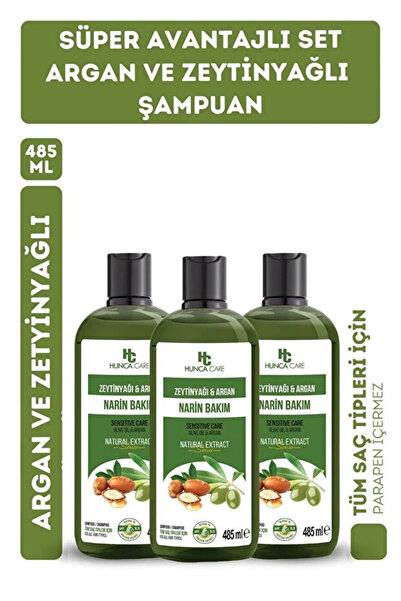 Hunca Care Argan Ve Zeytinyağlı Şampuan, Dökülme Karşıtı, Besleyici Ve Onarıc...