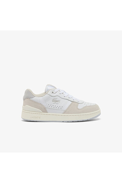 Lacoste حذاء رياضي نسائي من الجلد بتصميم مشبك على شكل حرف T - 50SFA0197-14X