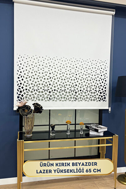 EYMENS HOME EYM315 Lazer Kesim Stor Perde Kırık Beyaz Renk