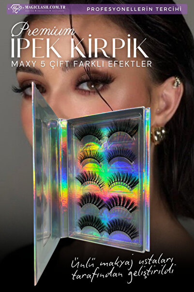 Magic Lash Maxy Takma İpek Kirpik Seti – 5 Çift, Farklı Efektli, Defalarca Ku...