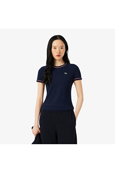 Lacoste تيشيرت جيرسي بحواف متباينة - TF5289-00-DB3