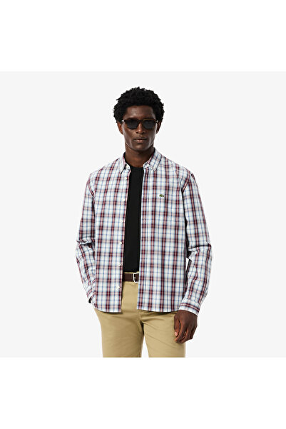 Lacoste Regular Fit Poplin Plaid Shirt - CH5085-00-6AX