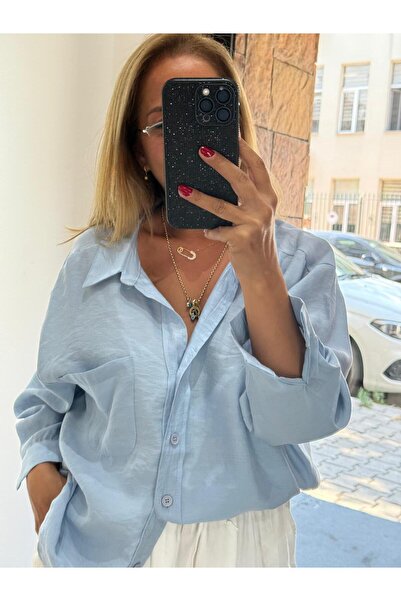 Perry Oversize İnce Gömlek Açık Mavi