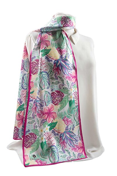 Vissona I59 Satin Silk Pineapple Flower Patterned Women's Scarf