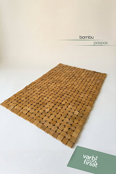 Varbifırsat 40 X 60 cm Non-Slip Natural Bamboo Bath Mat