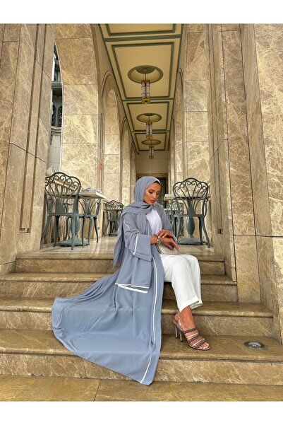 BYAYSEKORKUT عباية رمادية - تصميم مضلع