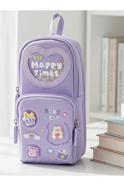 NiceLand Mor Kalem çantası, 3 bölmeli, 6 hücreli, şık ve kullanışlı okul çant...