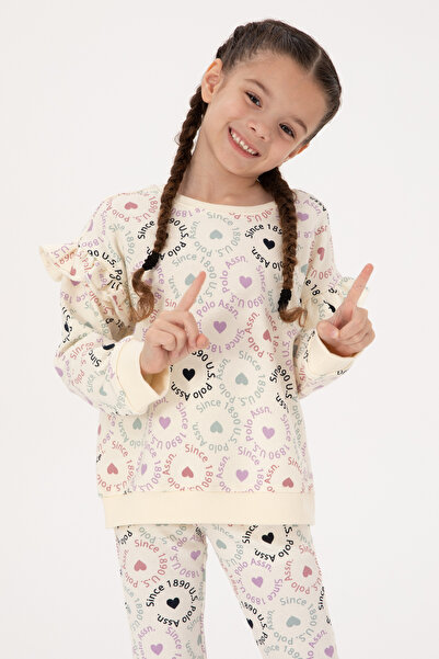 U.S. Polo Assn. Kız Çocuk Krem Bisiklet Yaka Sweatshirt 50317887-VR256