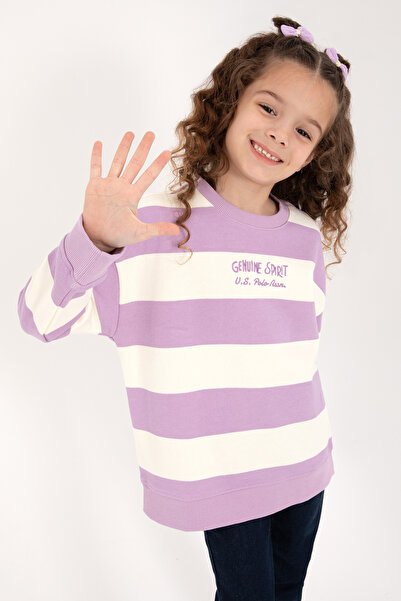 Girl Lilac Striped Crew Neck Sweatshirt 50317898-VR034