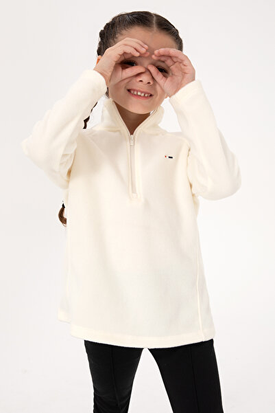 U.S. Polo Assn. Kız Çocuk Krem Polarlı Yarım Fermuarlı Sweatshirt 50317884-VR256