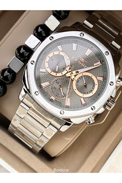 FERRO Marka Fonksiyonları Aktif Çelik Kordon,Gümüş Renk,Gri Kadran Erkek Kol ...