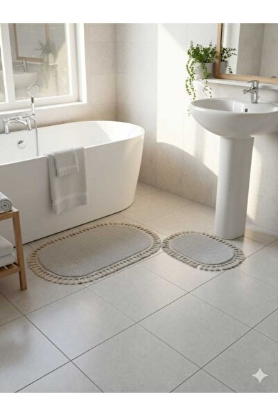 ALTUN CARPET 2 Color + 6 Colors Available Bath Mat Post Plush Pompom Fringed ...