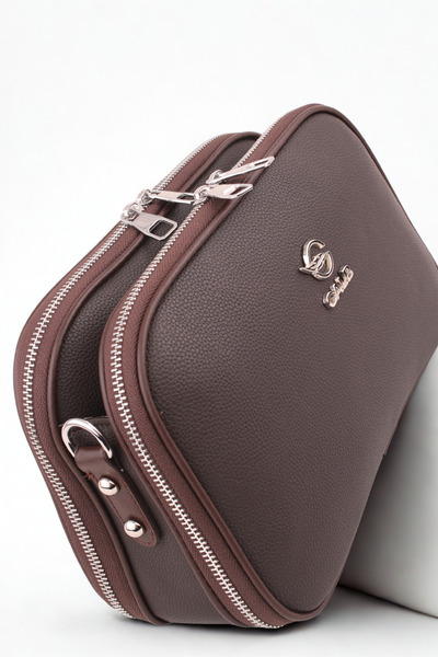 GALB LEATHER Geantă de umăr pentru femei, neagră, culoare Camel, medie, din p...