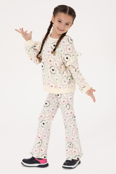 U.S. Polo Assn. Kız Çocuk Krem İspanyol Paça Tayt 50318086-VR256