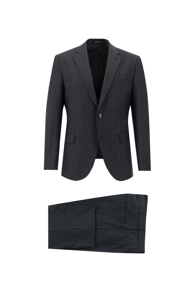 Abdullah Kiğılı 7 Drop Slim Fit Вузький крій Вовняний костюм у смужку