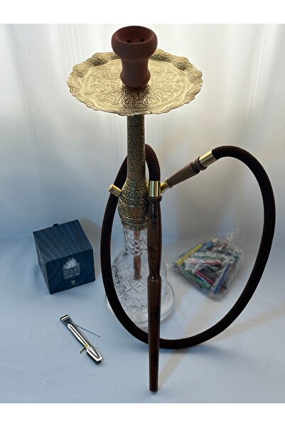 sarayhediye Pirinç-bakır nargile takımı büyük model sarı