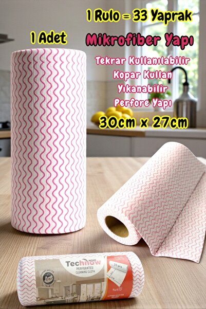 Softtex 33 Yaprak Kopar Kullan Rulo Hassas Temizlik Bezi 27x30cm 1 Adet