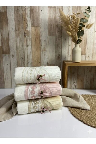 COTTOWEL'S Mira Güpürlü Nakışlı 3'lü 50x90 El Havlusu / Çeyiz Paket / El ve Y...