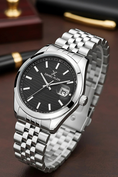 Daniel Klein Çelik Kordon Takvimli Erkek Kol Saati Bileklik Hediyeli Gümüş-Si...