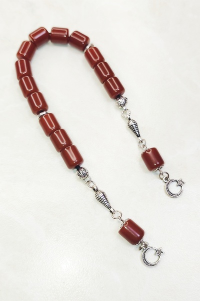 ŞAHBEY TESBİH سبحة زازة من العنبر الفاخر ذات الحبات المسطحة