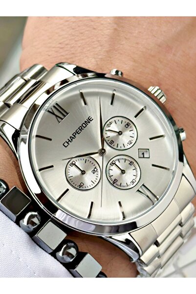 Chaperone Gümüş Renk Çelik Kordon Erkek Kol Saati + BİLEKLİK HEDİYELİ By Reward