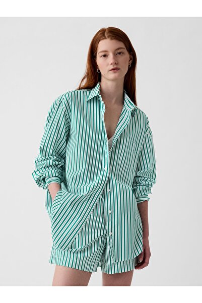 GAP Kadın Yeşil Organik Pamuk Big Gömlek