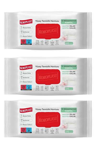Koroplast Çok Amaçlı Islak Temizlik Havlusu Beyaz Sabun Kokulu 3x100 adet
