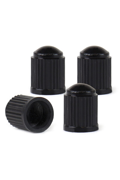 A ŞAMİOĞLU Set 4 capace din plastic pentru supape auto, culoare neagra