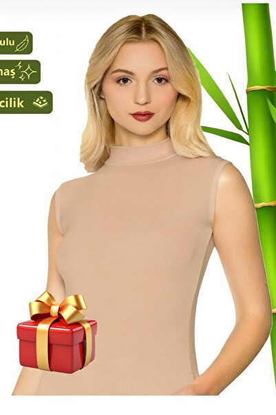 Sortie Women's Athlete Zero Sleeve Turtleneck Bamboo Skin Color