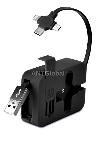 ANTerra Cep Tipi Telefon Tutuculu Makaralı Uzayıp Kısalabilen 3'ü 1 Arada USB...