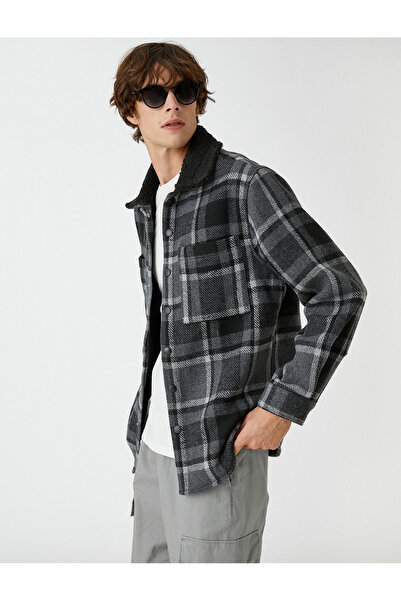 Koton Ekoseli Ceket Yaka Detaylı