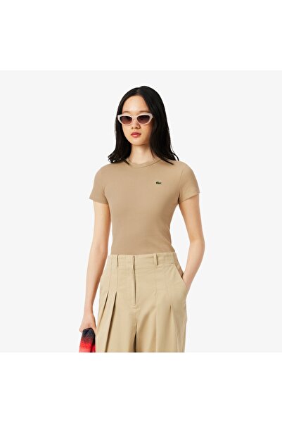 Lacoste تيشيرت قطني مضلع قصة ضيقة - TF5538-00-02S