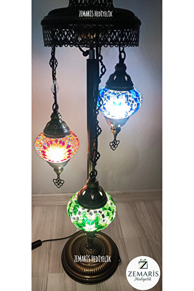 Zem El Yapımı Otantik Mozaik Lambader 3 lü