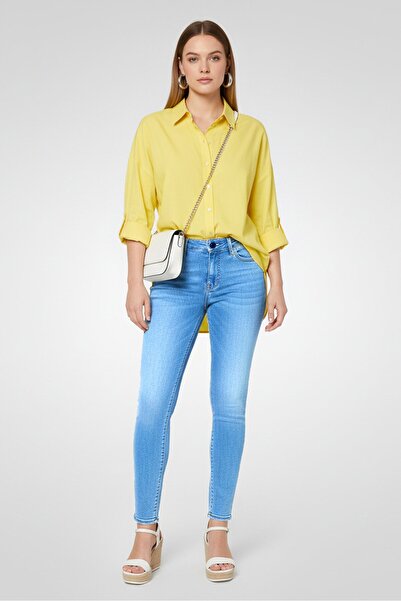 Replay Women Skinny Fit Luzien Washed Stretchable High Waist Denim, Blue