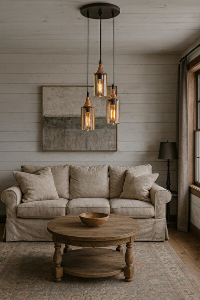 zorbey enet aydınlatma 3lü siyah tepsi bal MİKA camlı avize salon avizesi