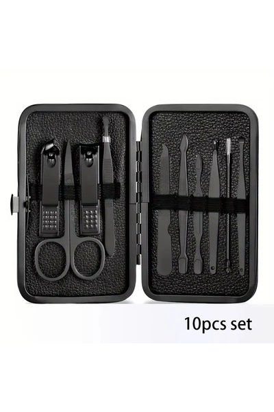 Choice SET138-10 طقم مقص أظافر من الفولاذ المقاوم للصدأ الأسود مكون من 7-18 قطعة، طقم كامل لمقص الأظافر، حب الشباب N