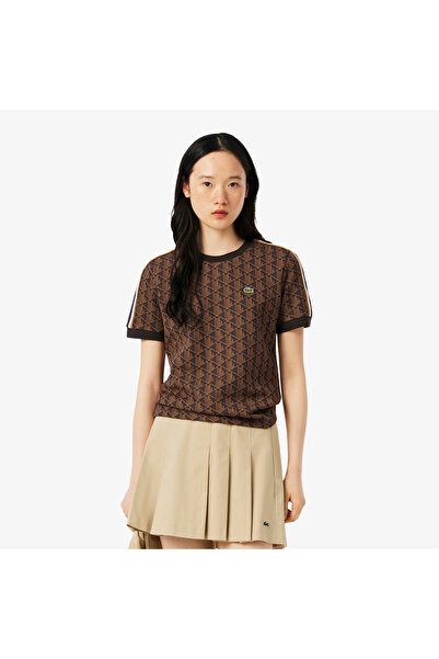 Lacoste تيشيرت جاكار قصة ضيقة ومونوغرام - TF3244-00-9I4
